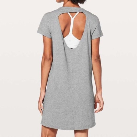Lululemon Day Tripper Heathered Gray Open Back Casual Dress - 6 - Picture 1 of 9